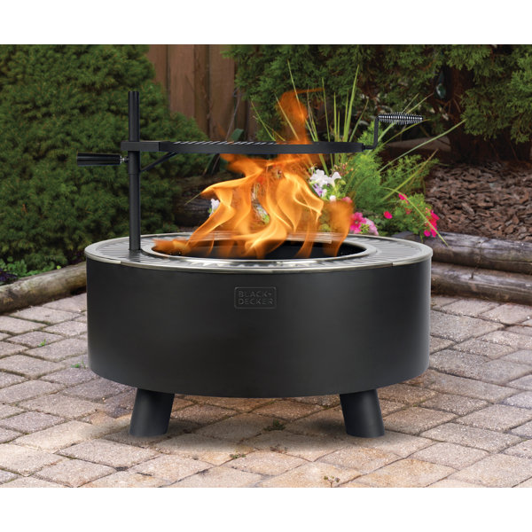 Black+Decker Black + Decker 34" W Steel Wood Burning Smokeless Outdoor
